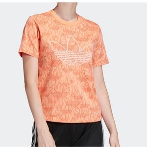 NWOT Adidas Originals Orange Print Tee- SIZE Small